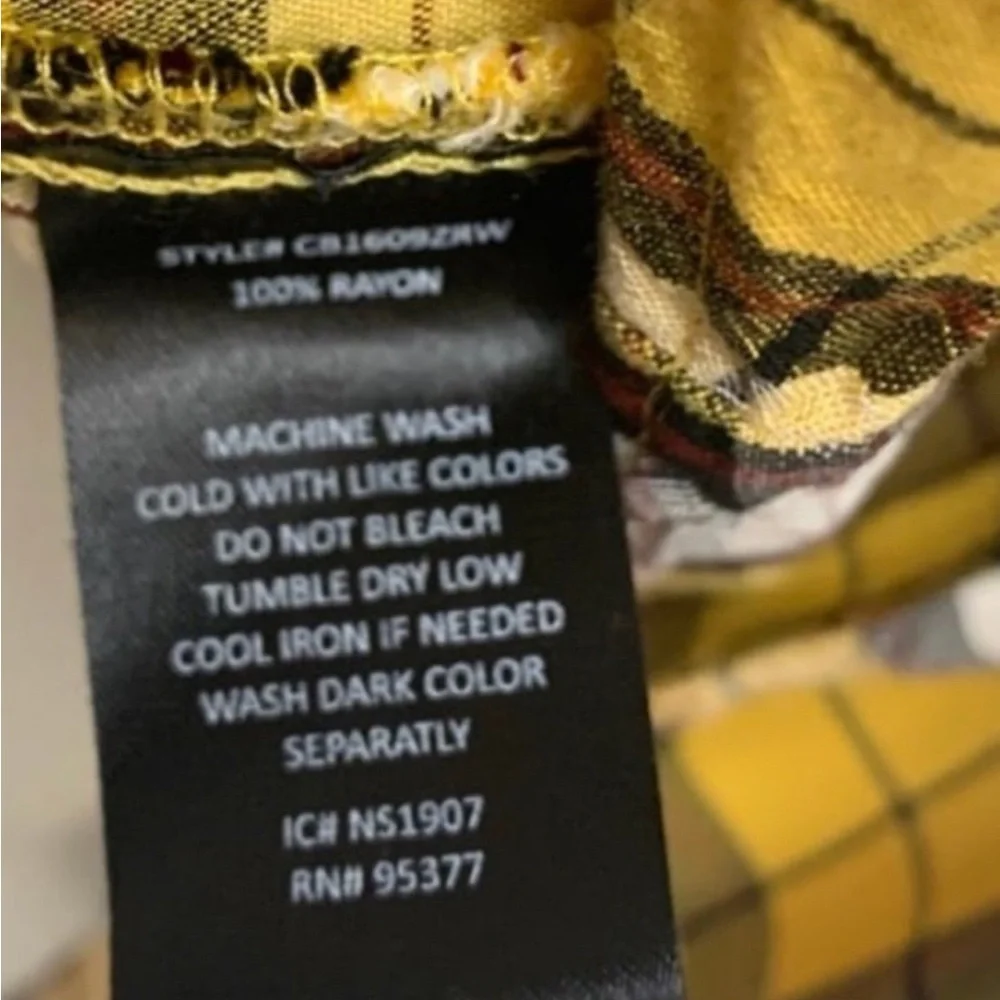 Sanctuary yellow and white plaid long sleeve button down shirt, worn once - Picture 6 of 7